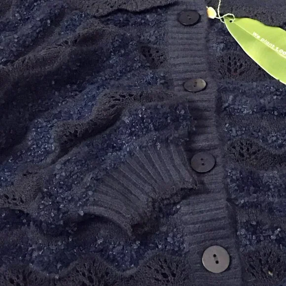 Farm Rio Navy Blue Mixed Stitches Cardigan - Picture 13 of 16